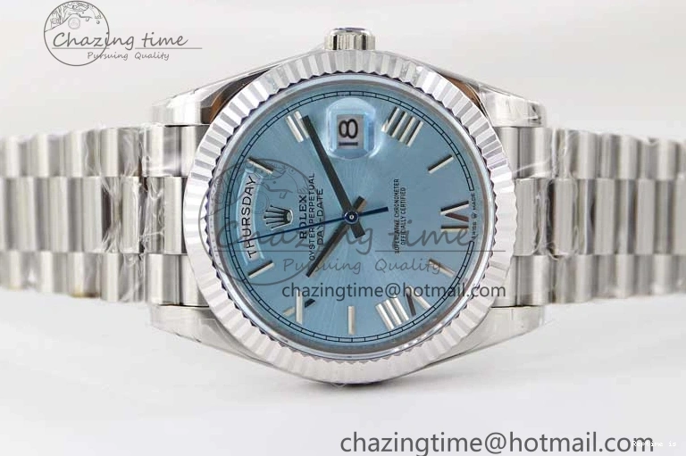1230 Soft Day Date 40mm SS 904L Steel TWF 1:1 Best Edition Ice Blue Roman Dial on SS Bracelet A 2359
